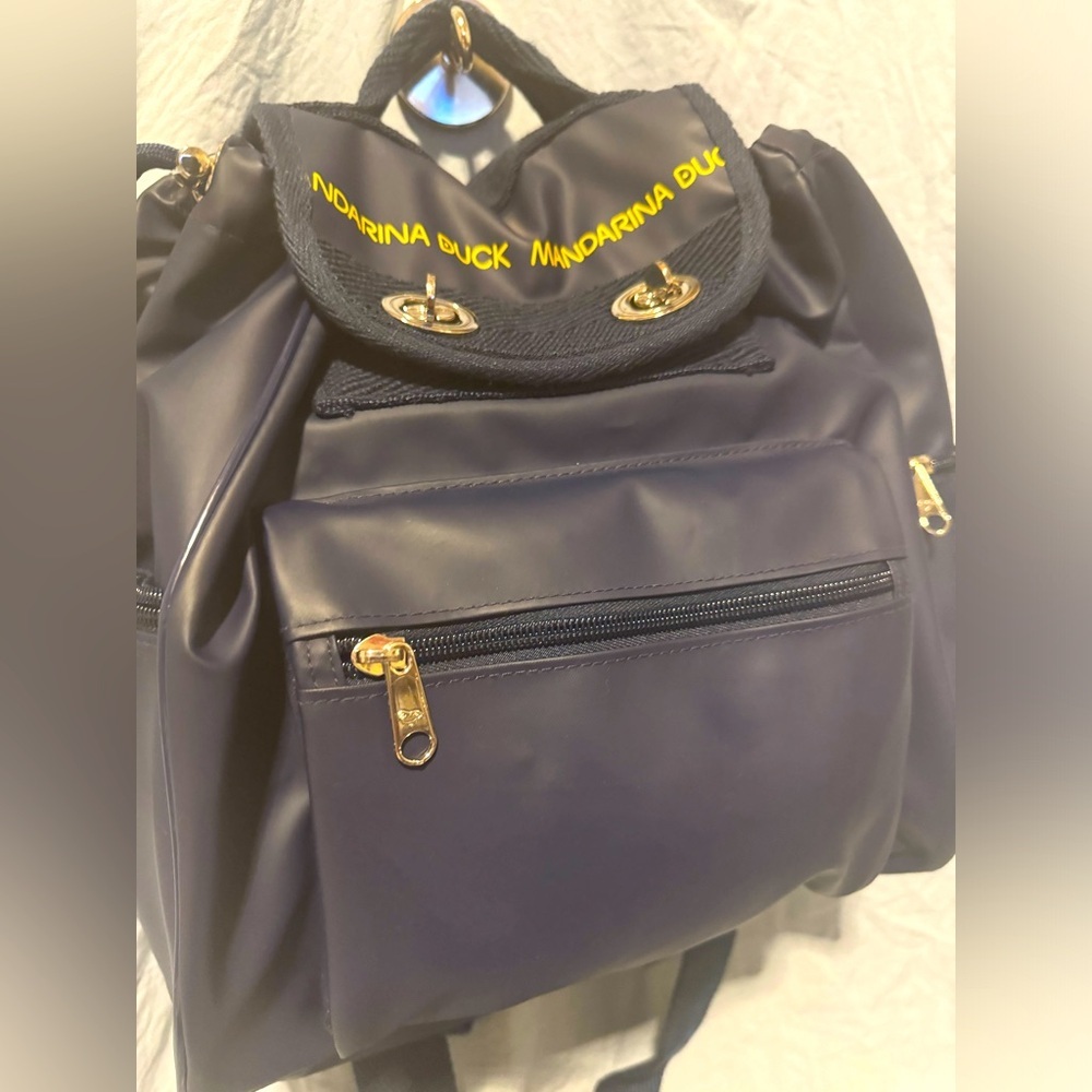 Mandarina Duck Drawstring Utility Backpack – Navy Blue Discontinued & Pristine - Picture 1 of 9